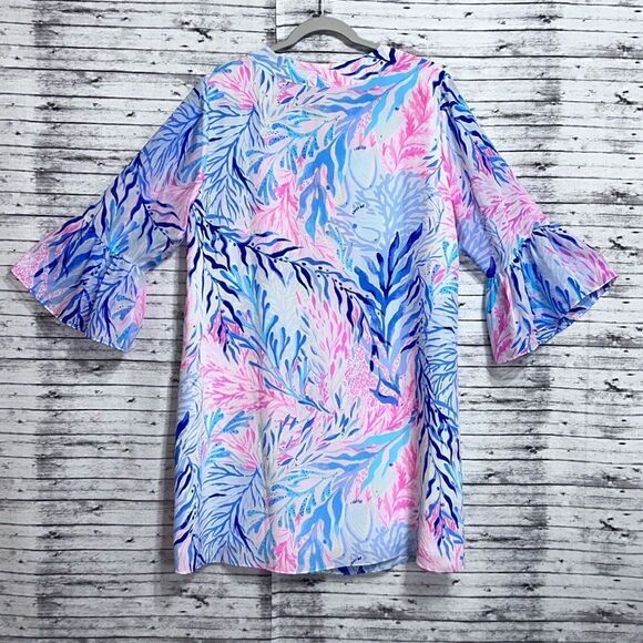 Lilly Pulitzer Eleanora Silk Dress Kaleidoscope Coral - Picture 4 of 10